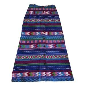 Vintage Prestige of Boston Aztec Tribal Button Front Maxi Skirt Size 13/14 Boho